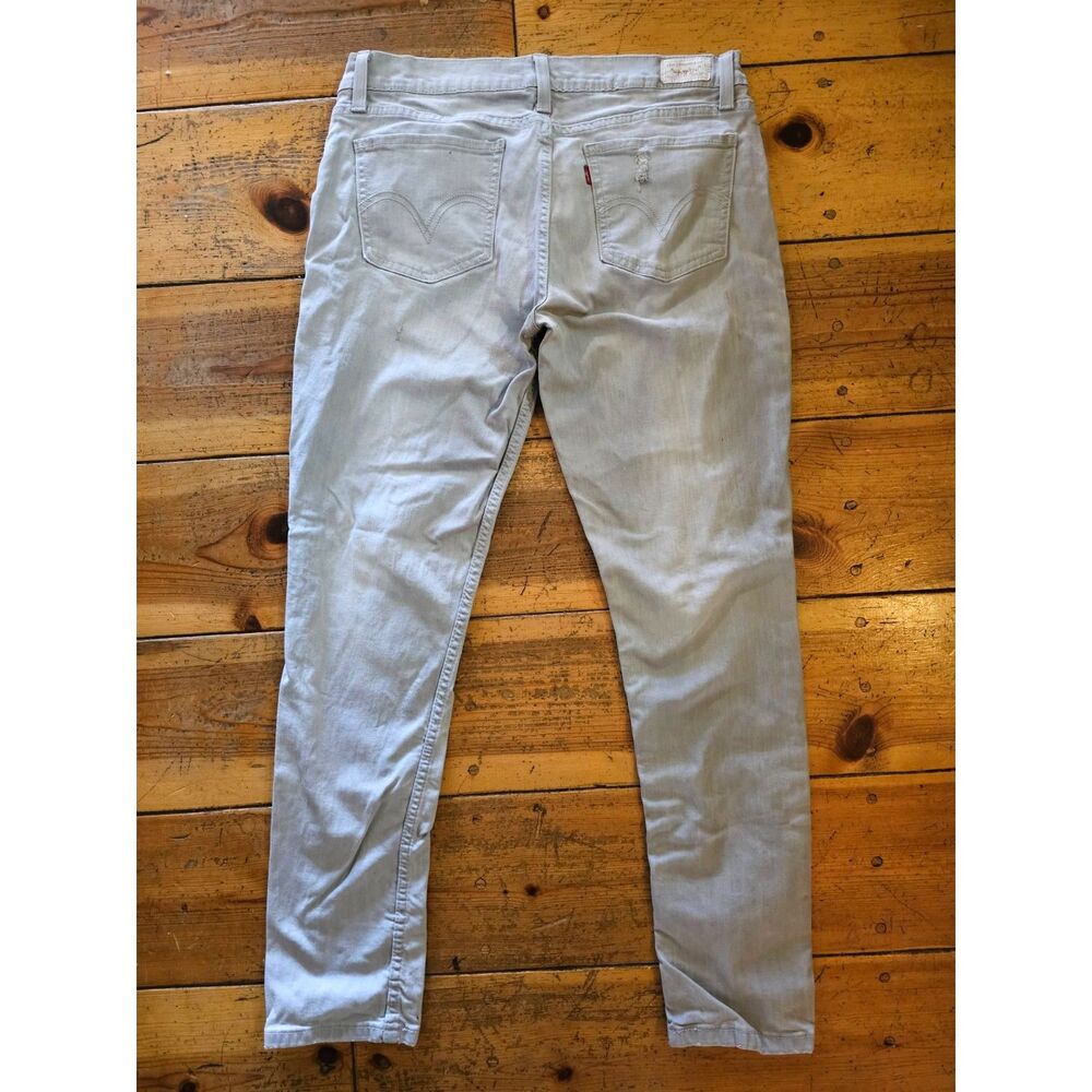 Levi's 524 Too Superlow Gray Distressed Skinny Jeans Size 13 13M Y2K Low Rise
